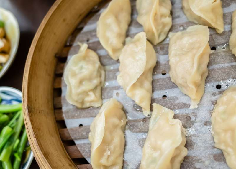 dumplings steamed with a Bamboo steamer