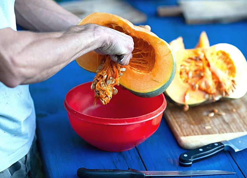 Preparing kabocha Squash