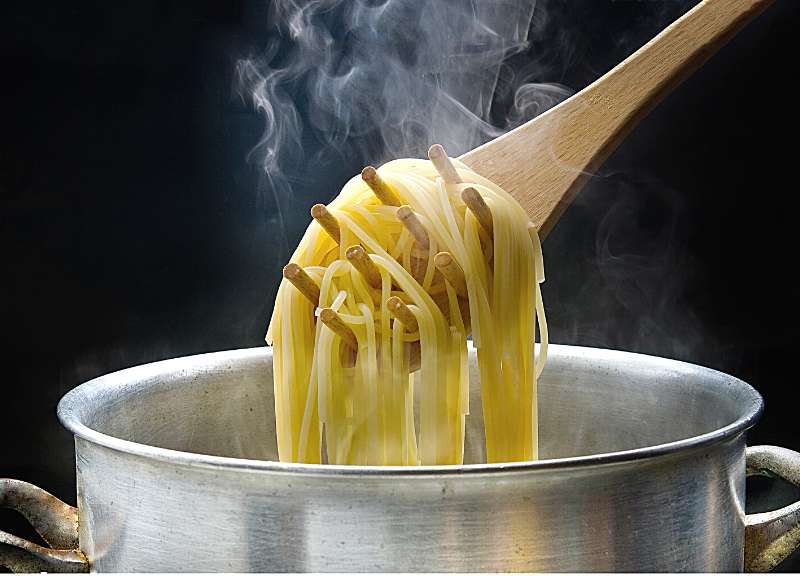 steaming pasta